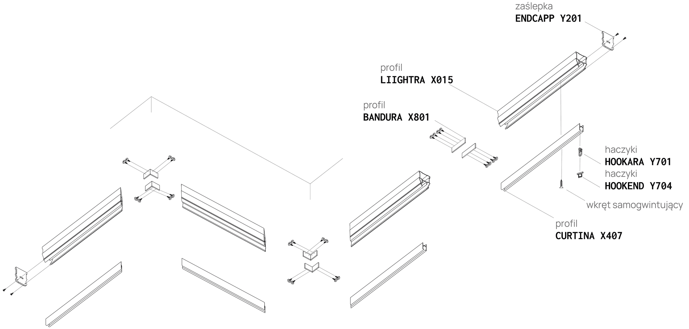 Profilé pour niche à rideaux CURTINA X407