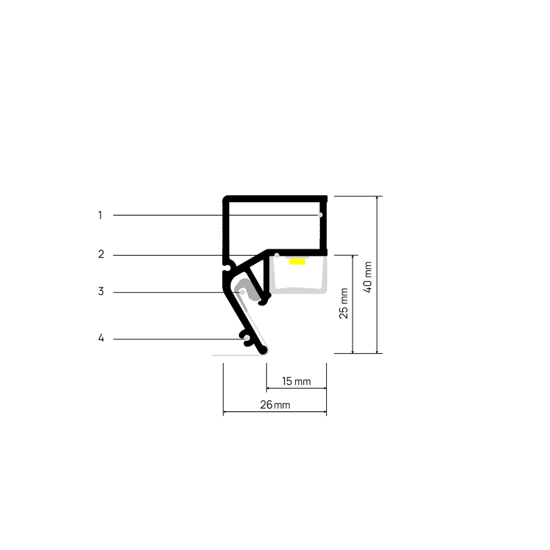 Profilé pour plafond flottant FLOATIA X303 — schéma annoté