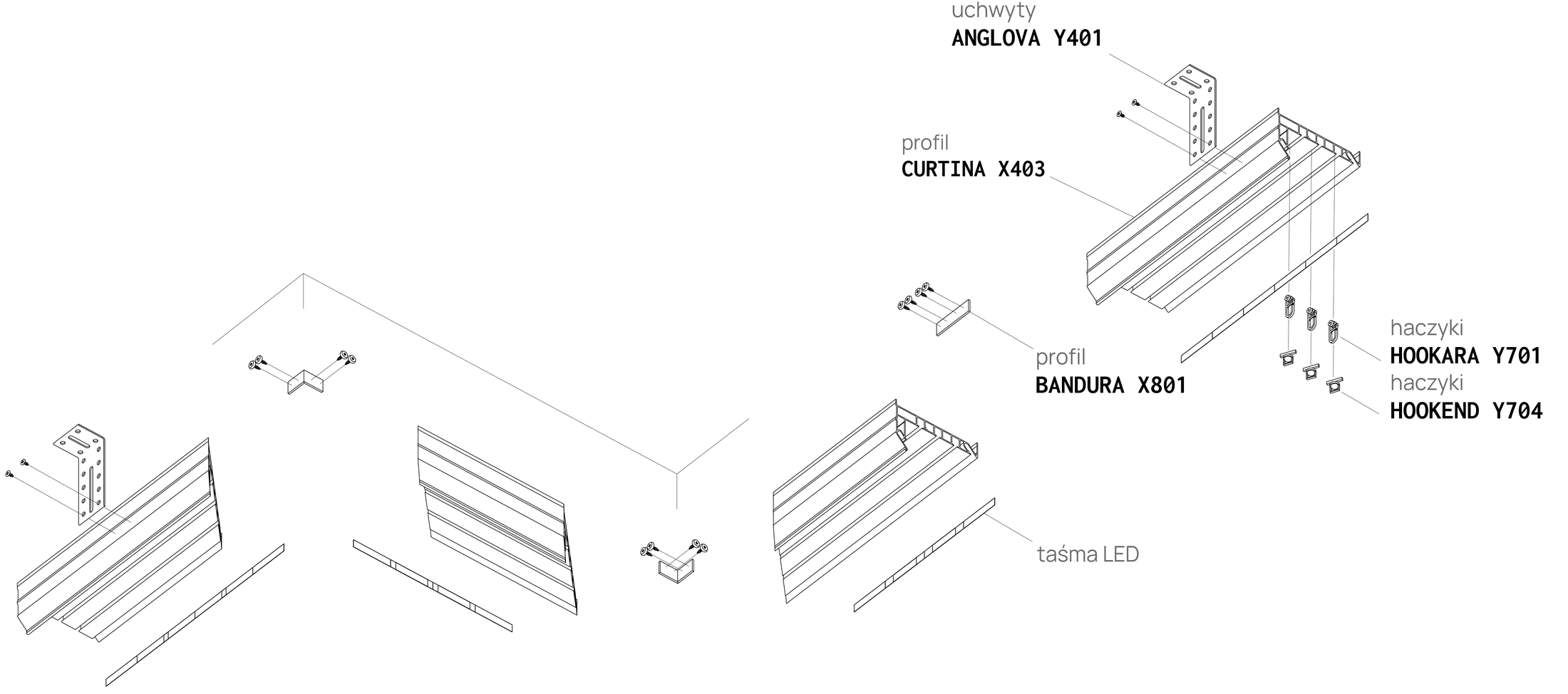Profilé pour niche à rideaux CURTINA X403