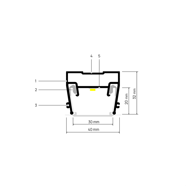 Profilé pour ligne lumineuse LIGHTRA X030 S — schéma annoté
