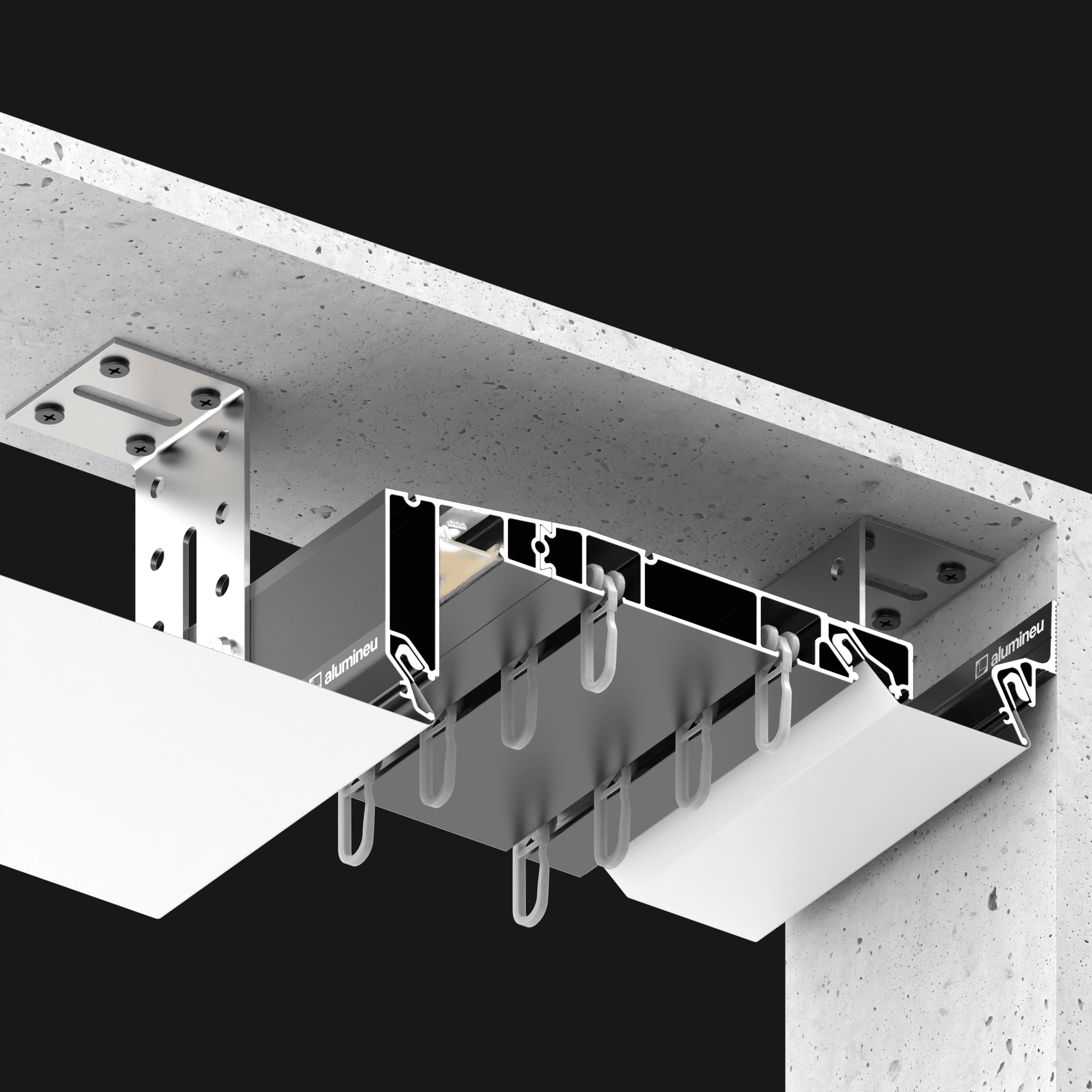 Profilé pour niche à rideaux CURTINA X412 — exemple d’installation