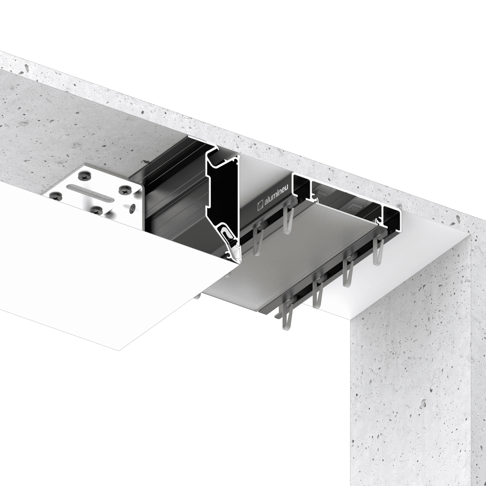 Profilé pour niche à rideaux CURTINA X406 — exemple d’installation