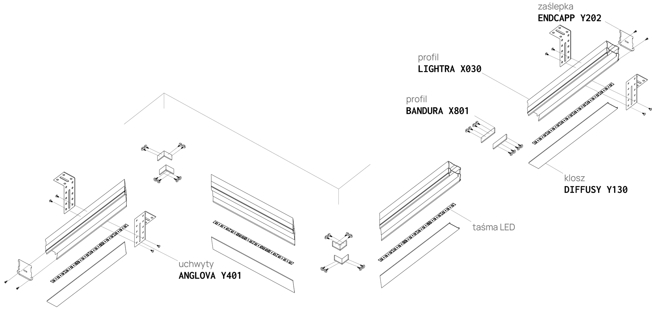 Profilé pour ligne lumineuse LIGHTRA X030