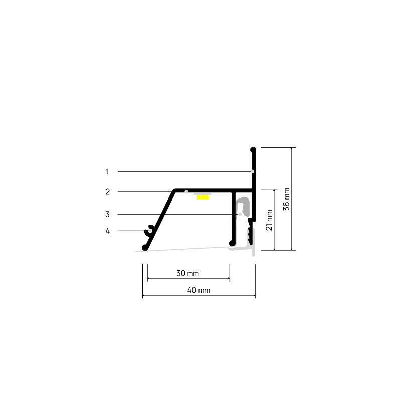 Profilé de contour CONTURA X601 — schéma annoté