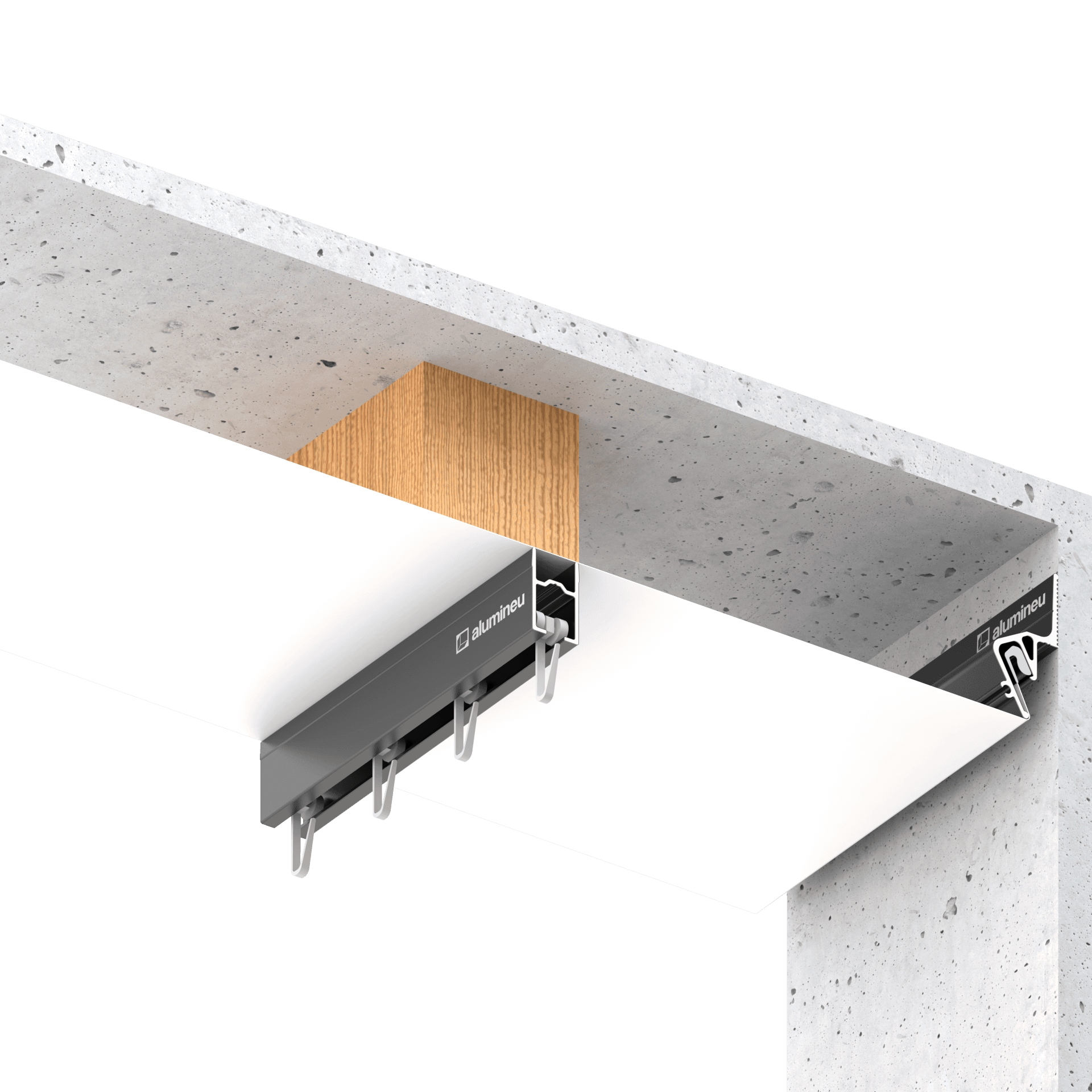 Profilé pour niche à rideaux CURTINA X407 — exemple d’installation