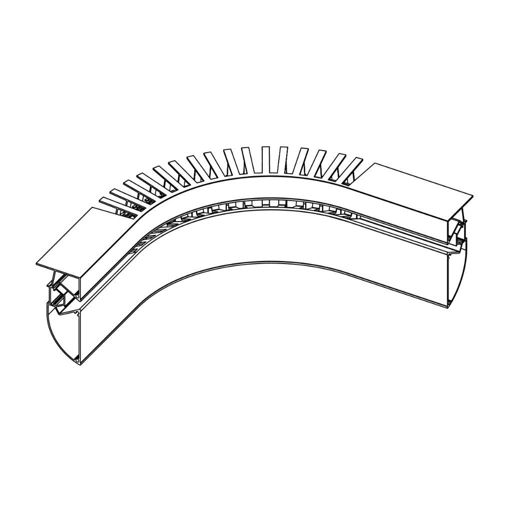 Angle intérieur cintré soudé STRATOS NX702 · R120 mm – L500 mm — vue principale