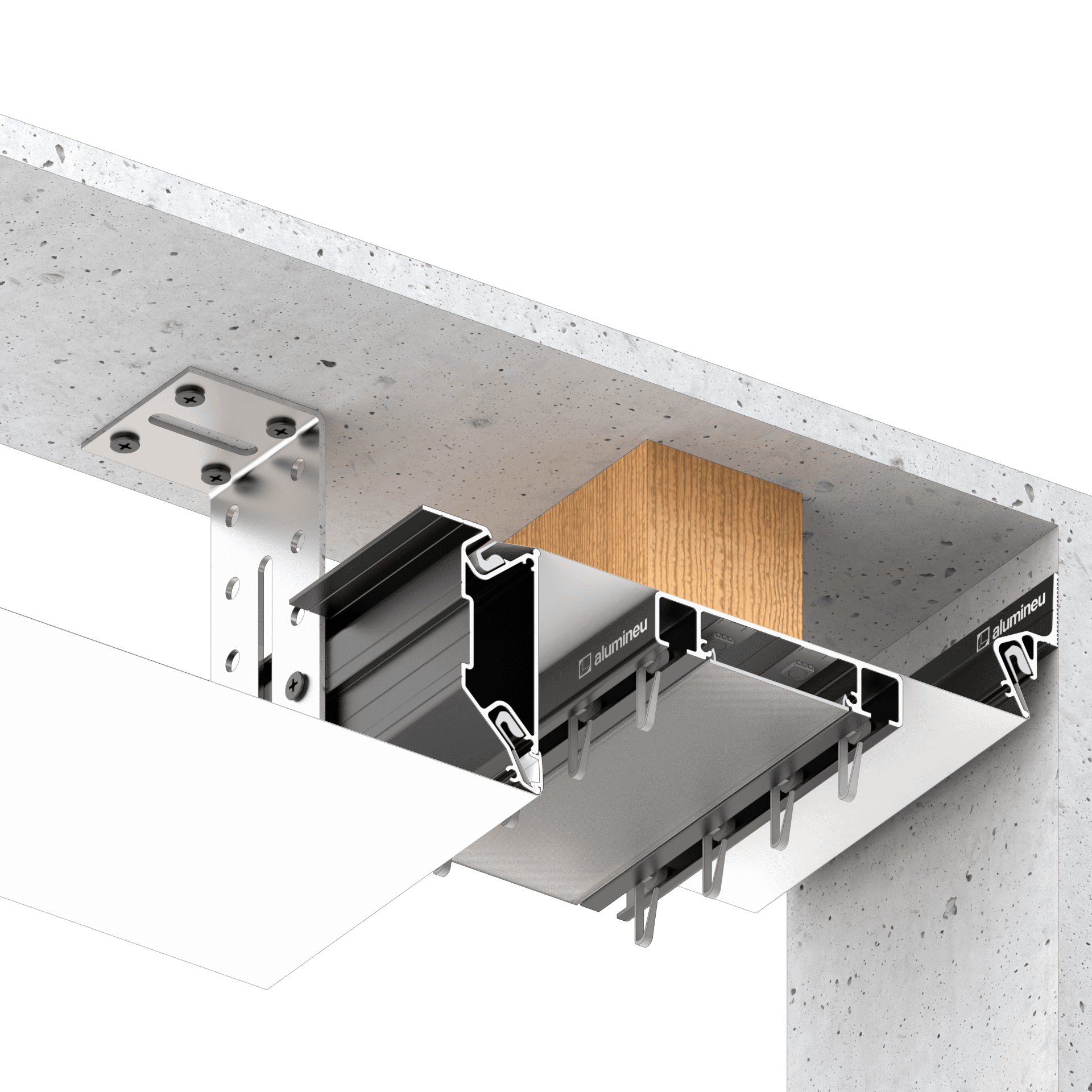 Profilé pour niche à rideaux CURTINA X406 — exemple d’installation