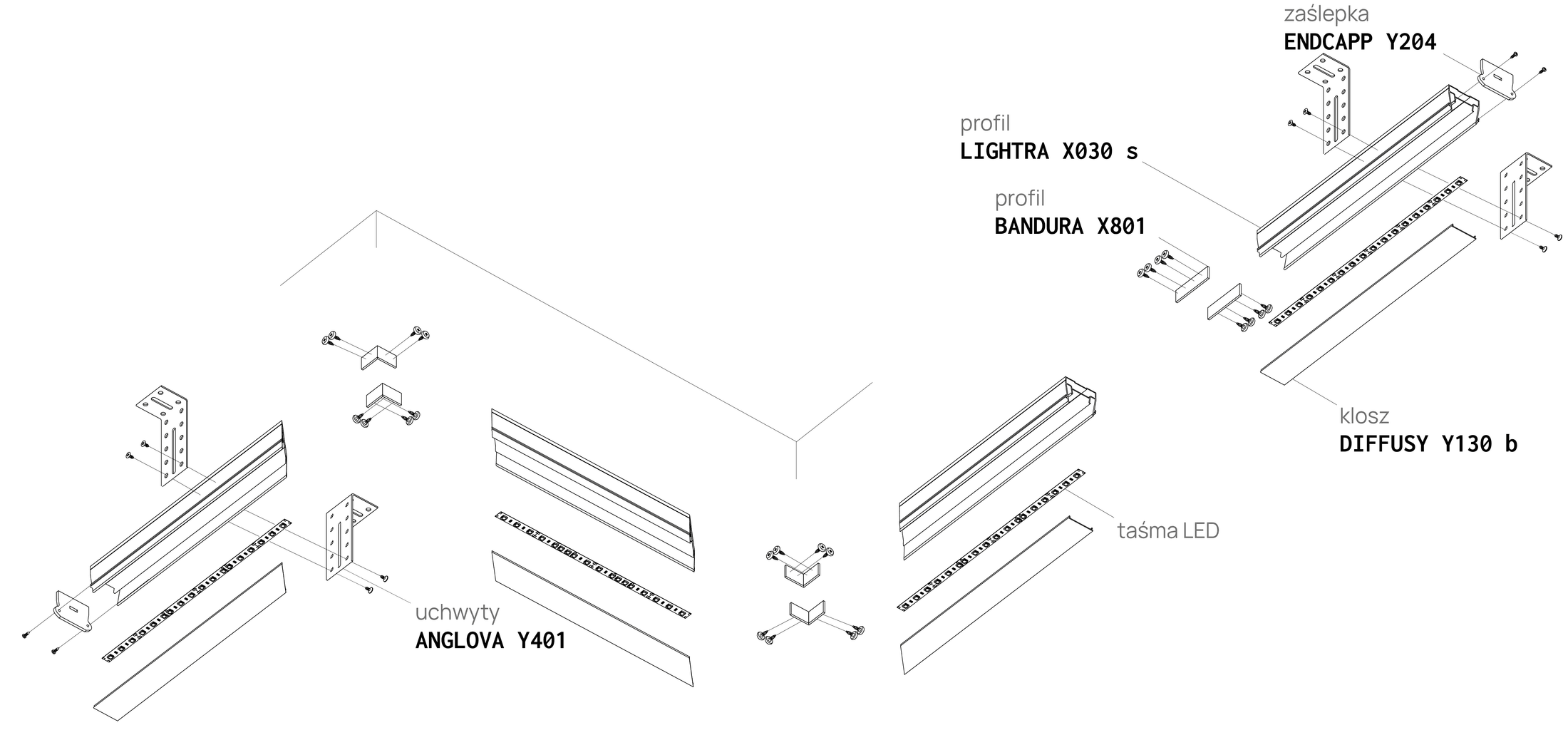 Profilé pour ligne lumineuse LIGHTRA X030 S