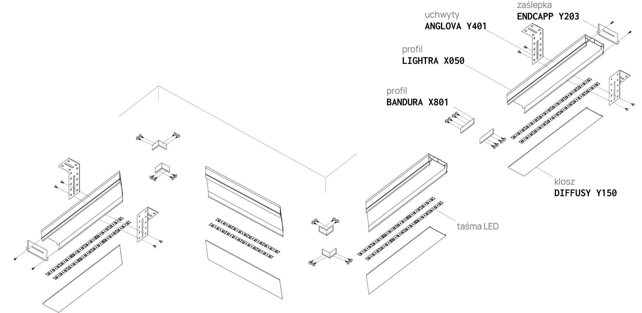 Profilé pour ligne lumineuse LIGHTRA X050