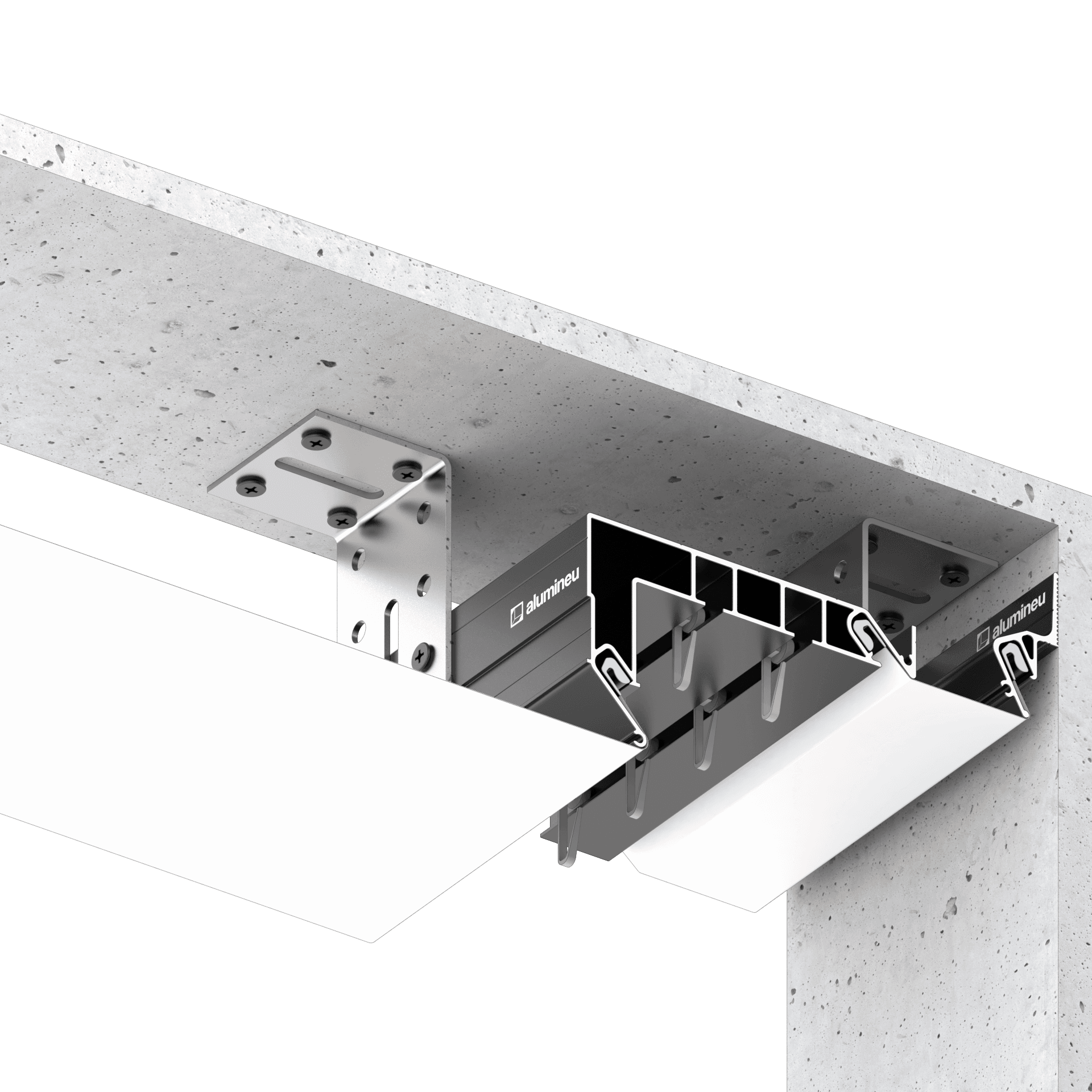 Profilé pour niche à rideaux CURTINA X402 — exemple d’installation