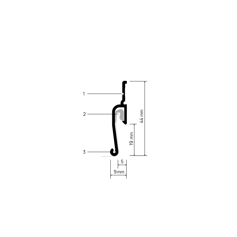 Profilé à joint creux INVISIA X202 — schéma annoté