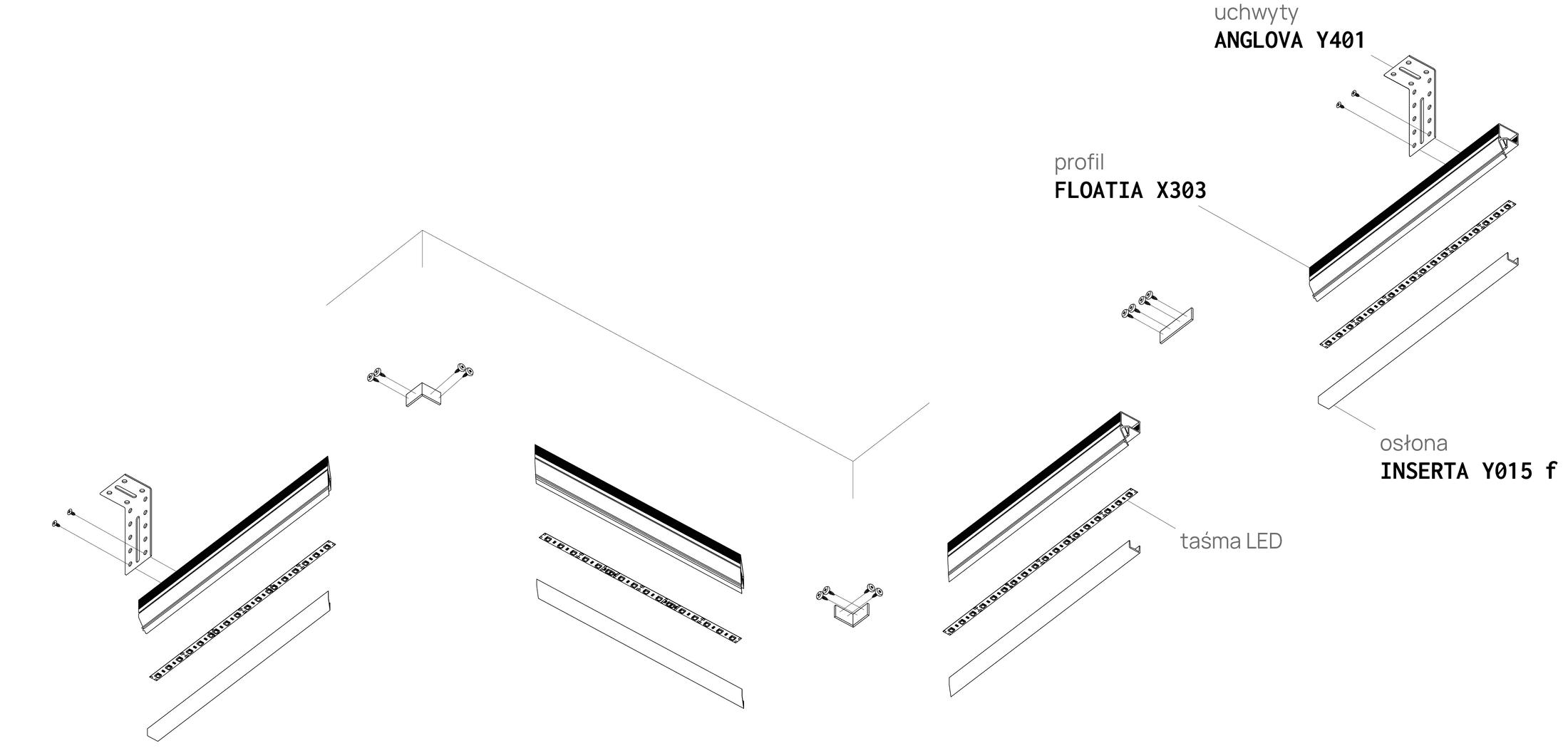 Profilé pour plafond flottant FLOATIA X303