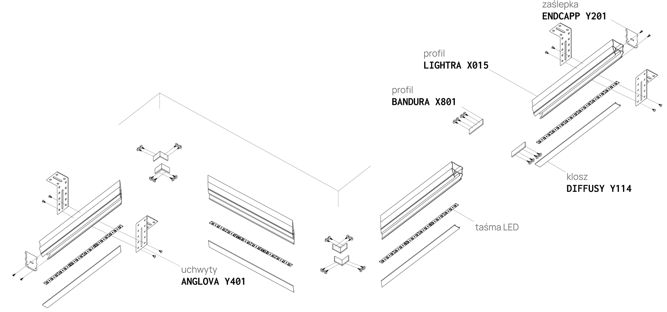 Profilé pour ligne lumineuse LIGHTRA X015