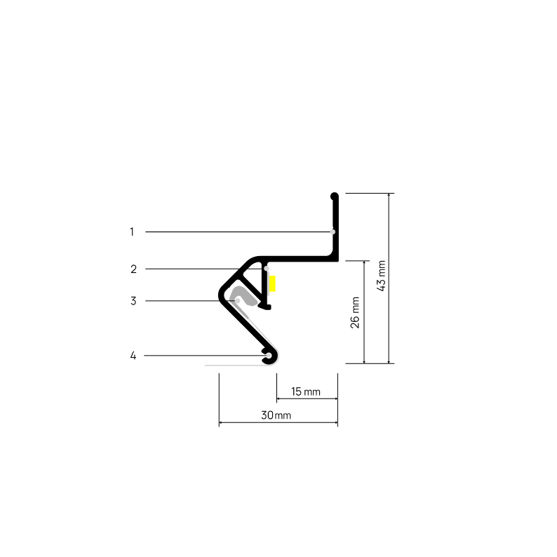 Profilé pour plafond flottant FLOATIA X301 — schéma annoté