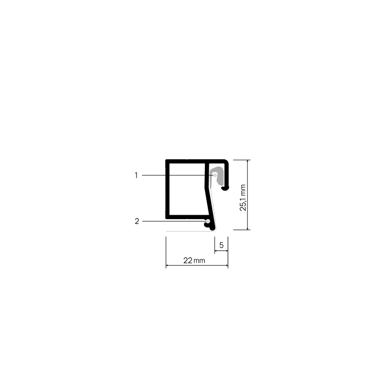 Profilé à joint creux INVISIA X208 — schéma annoté