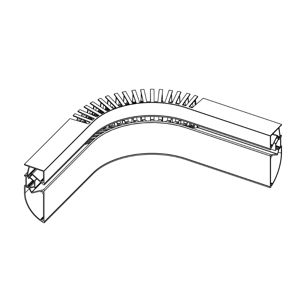 Angle intérieur cintré soudé STRATOS NX701 · R120 mm – L500 mm — vue principale