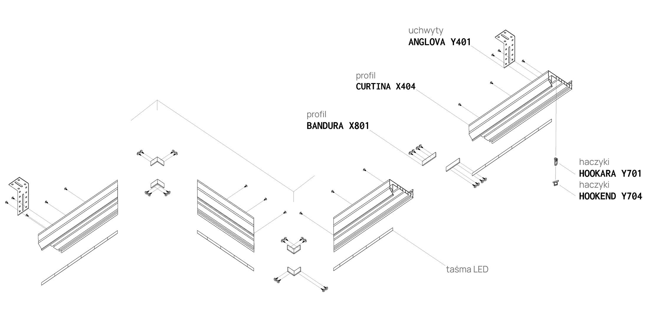 Profilé pour niche à rideaux CURTINA X404