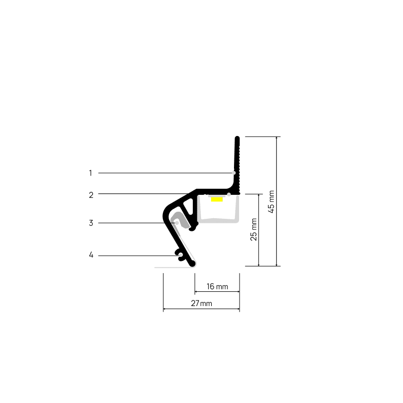 Profilé pour plafond flottant FLOATIA X302 — schéma annoté