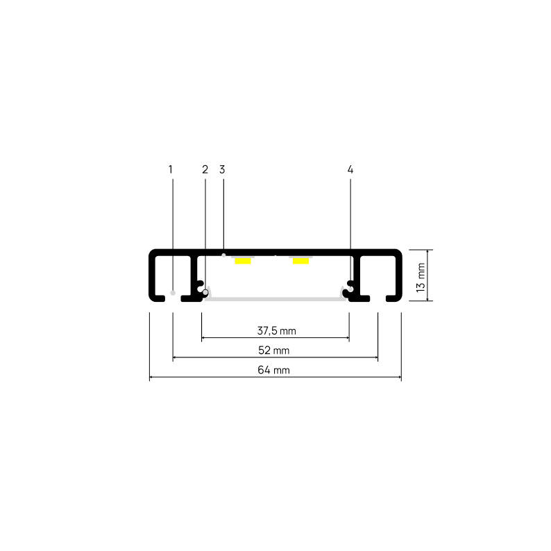 Profilé pour niche à rideaux CURTINA X406 — schéma annoté