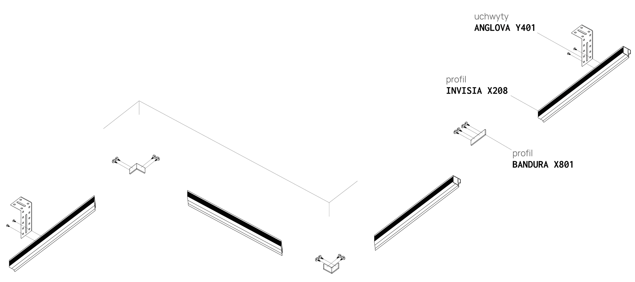 Profilé à joint creux INVISIA X208