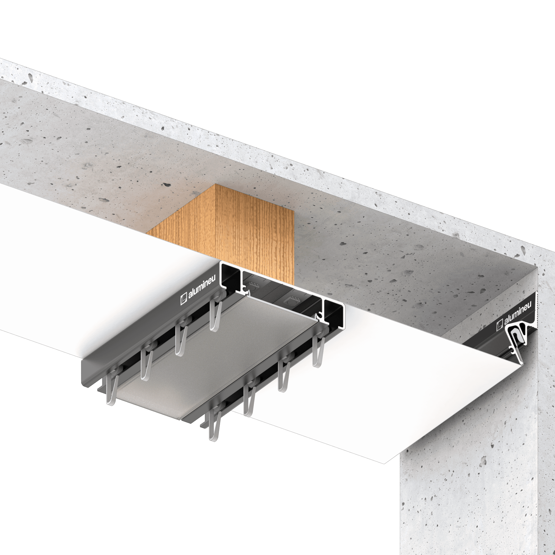 Profilé pour niche à rideaux CURTINA X406 — exemple d’installation