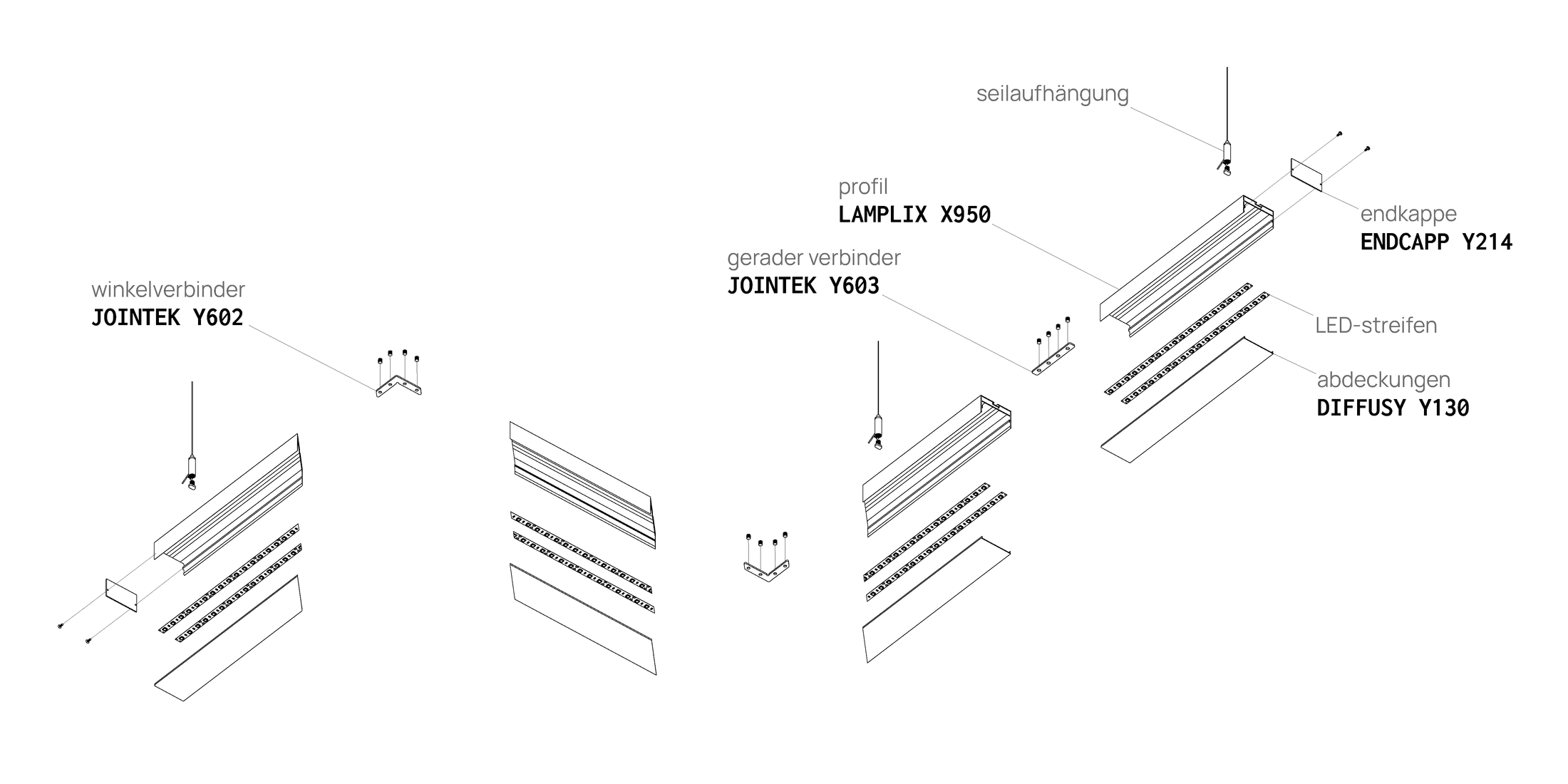 Profilé pour ligne lumineuse LAMPLIX X950