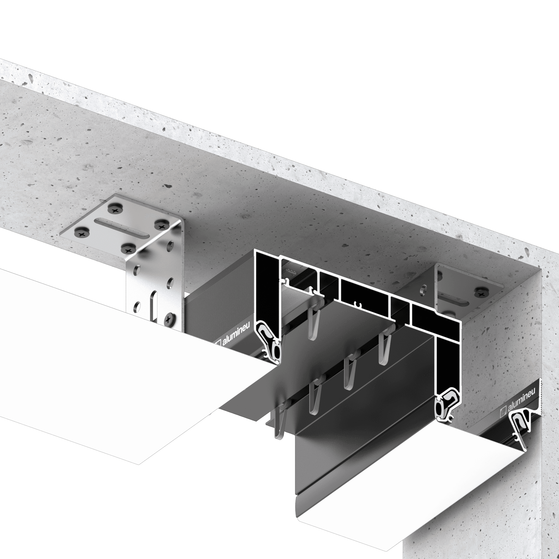 Profilé pour niche à rideaux CURTINA X405 — exemple d’installation