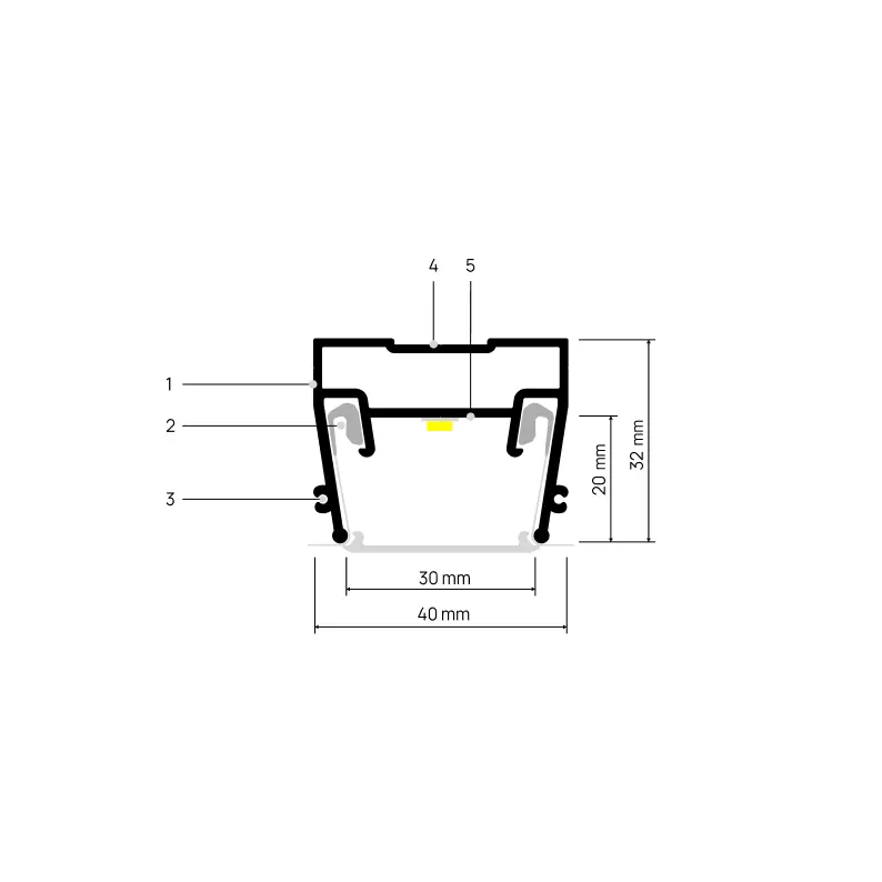 Profilé LIGHTRA X030 S, schéma annoté