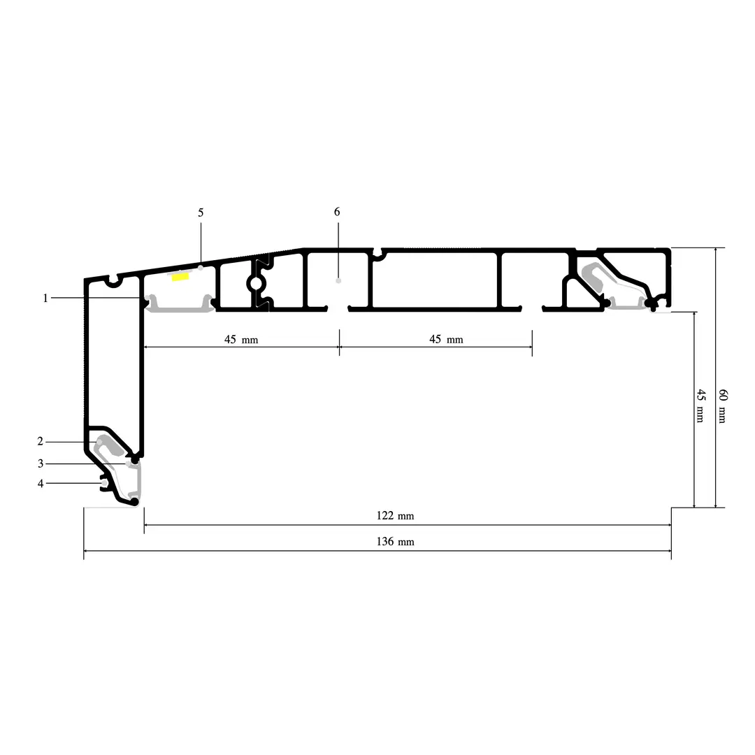 Profilé CURTINA X412, schéma annoté