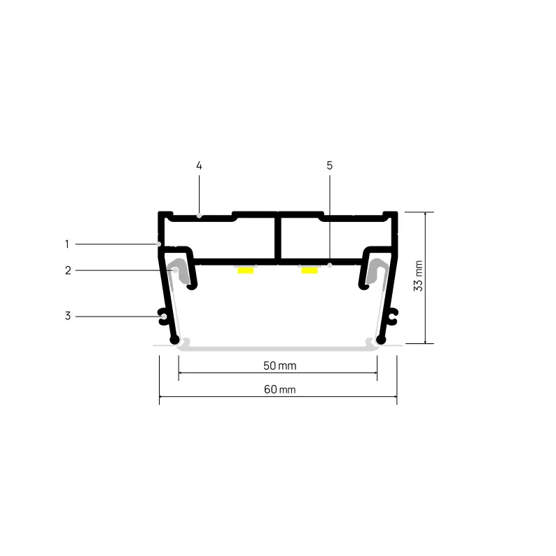 Profilé LIGHTRA X050, schéma annoté